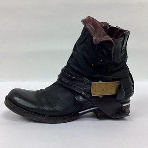A.S.98 Sebastian Nero Black Leather Ankle Boots Sz 40